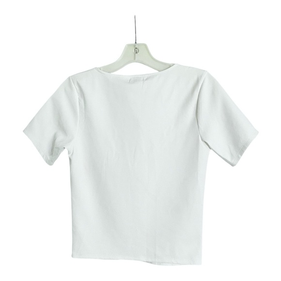 Good American Scuba Scoop Cropped Tee Short Sleeve in White Size Medium - Picture 6 of 8